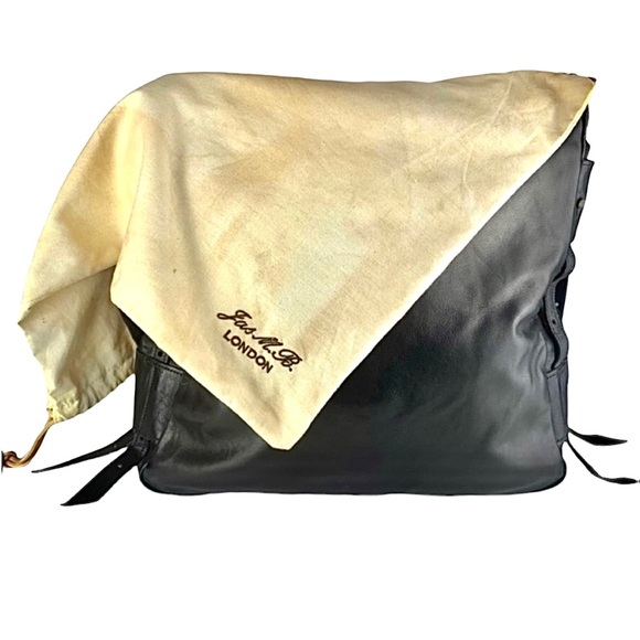 Large Leather Jas M.B. London Black Shoulder Handbag with Dustbag - Picture 4 of 16